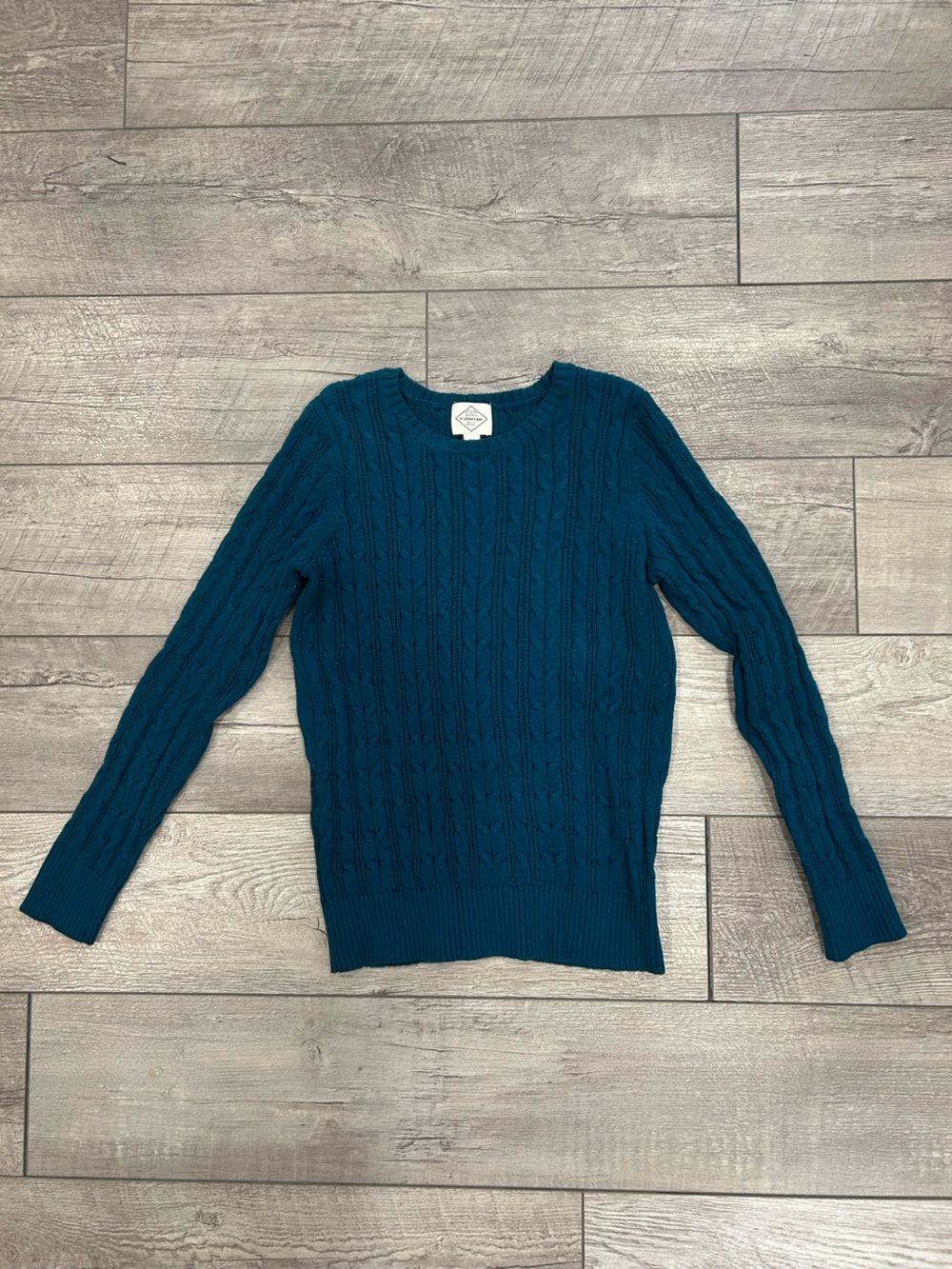 St. John's Bay Teal Cable Crewneck Petite Sweater